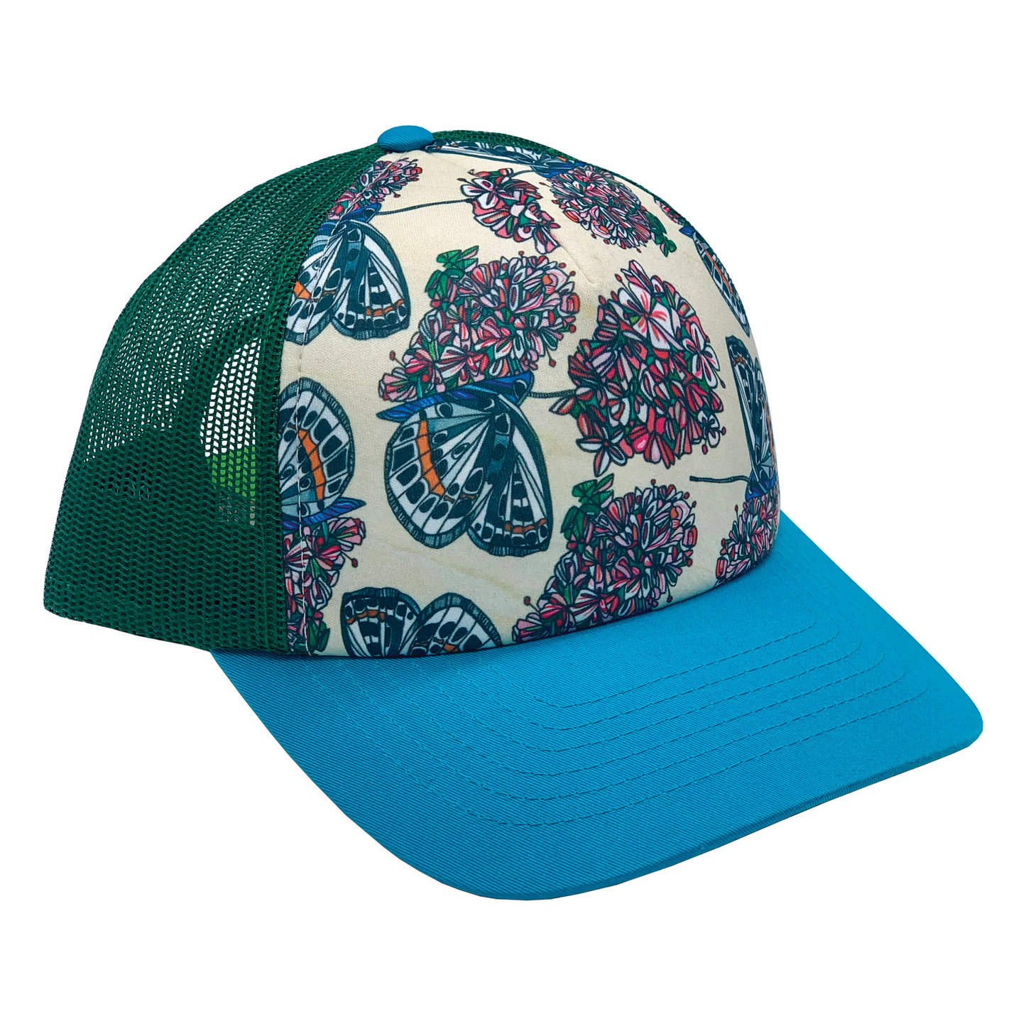 El Segundo Blue Butterfly  | Trucker Hat | Blue Teal | Lush Green Mesh