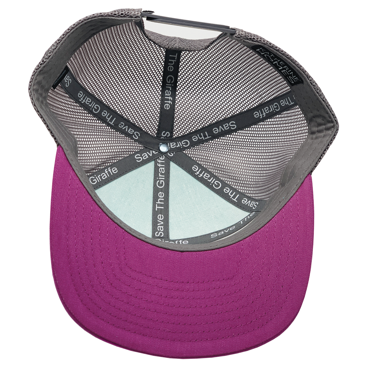 Fleeing Giraffe | 7 Panel Youth | Magenta | Aqua | 100% Grey Recycled Mesh