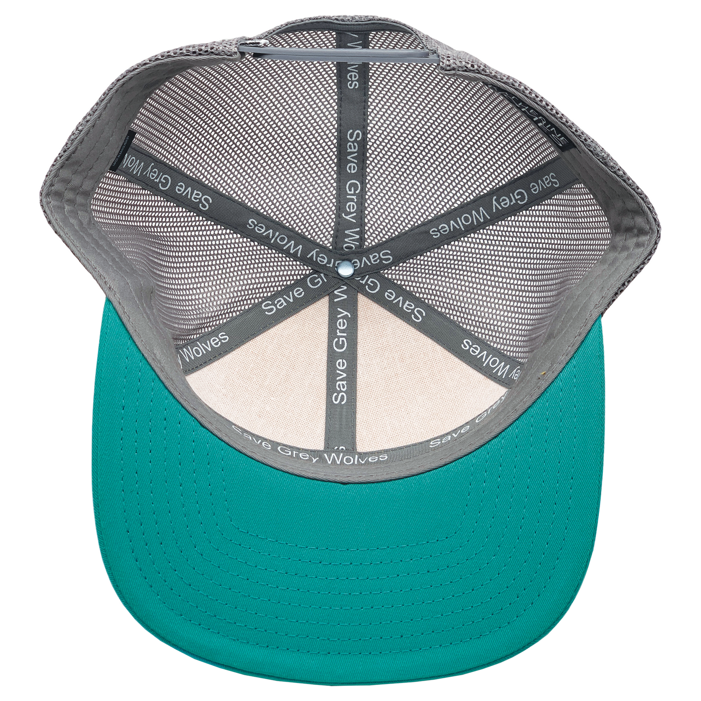Grey Wolves Howling | 7 Panel  | Turquoise | Butterscotch  | 100% Grey Recycled Mesh