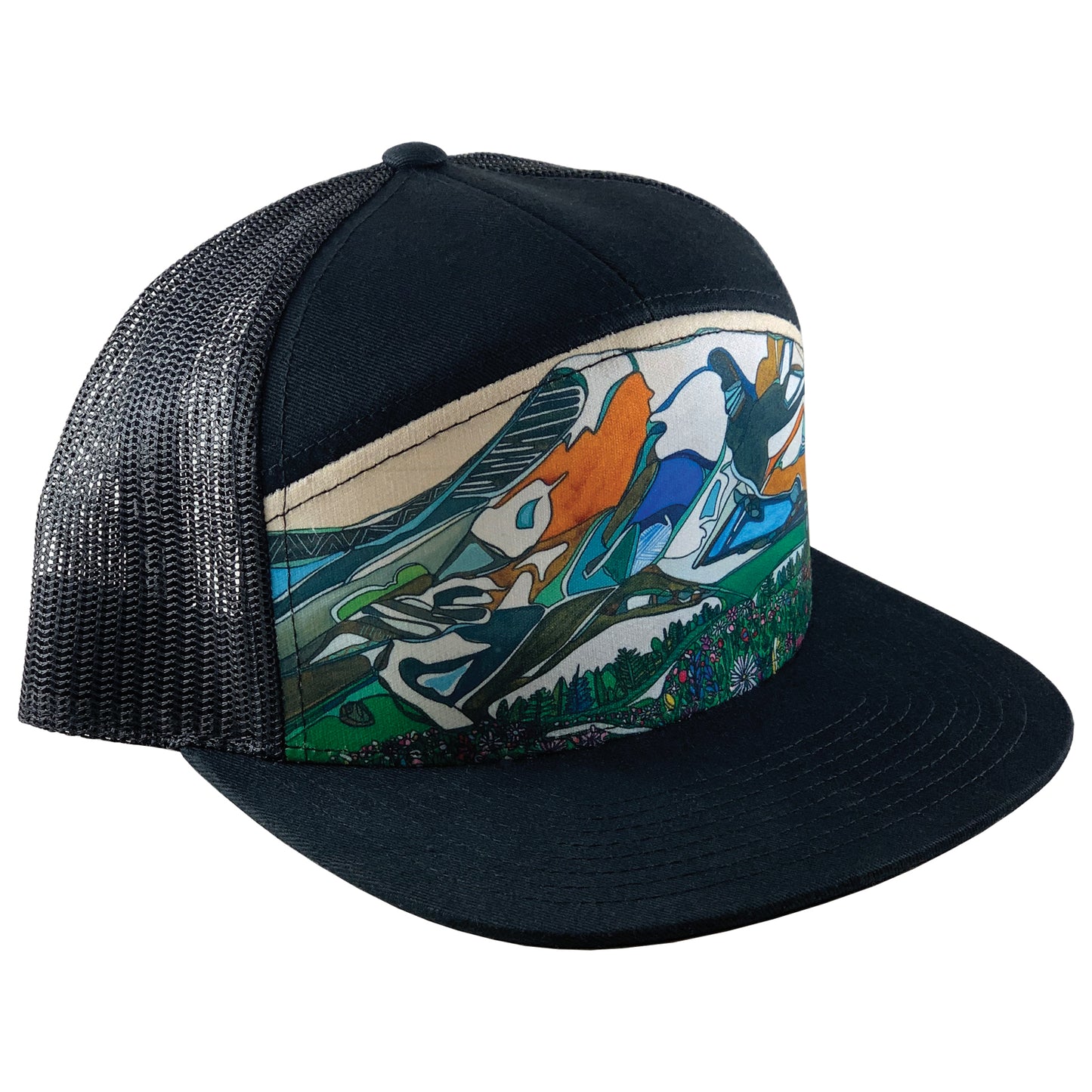 Mount Rainier 7 Panel Trucker Hat | 100% Organic Cotton + 100% Recycled Mesh