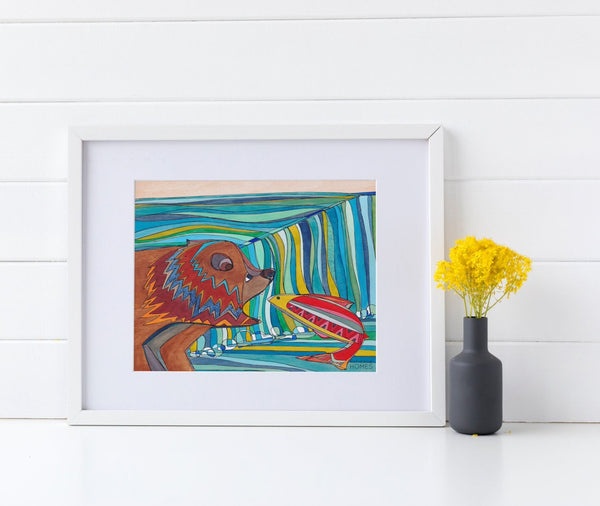 Katherine Homes Grizzly Bear and Salmon | Print