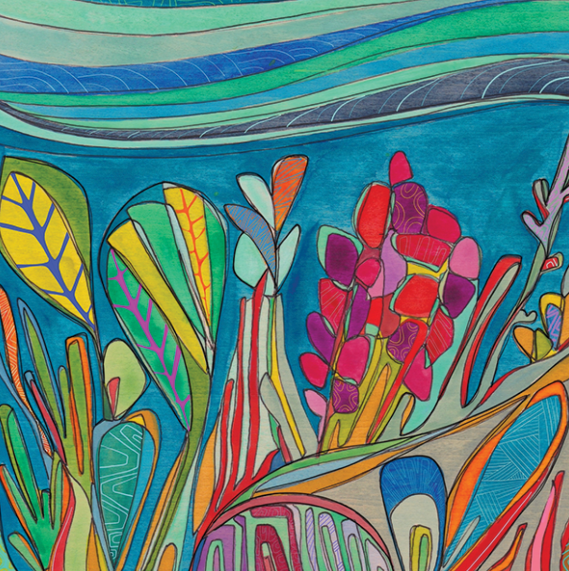 Original Katherine Homes coral reef watercolor painting