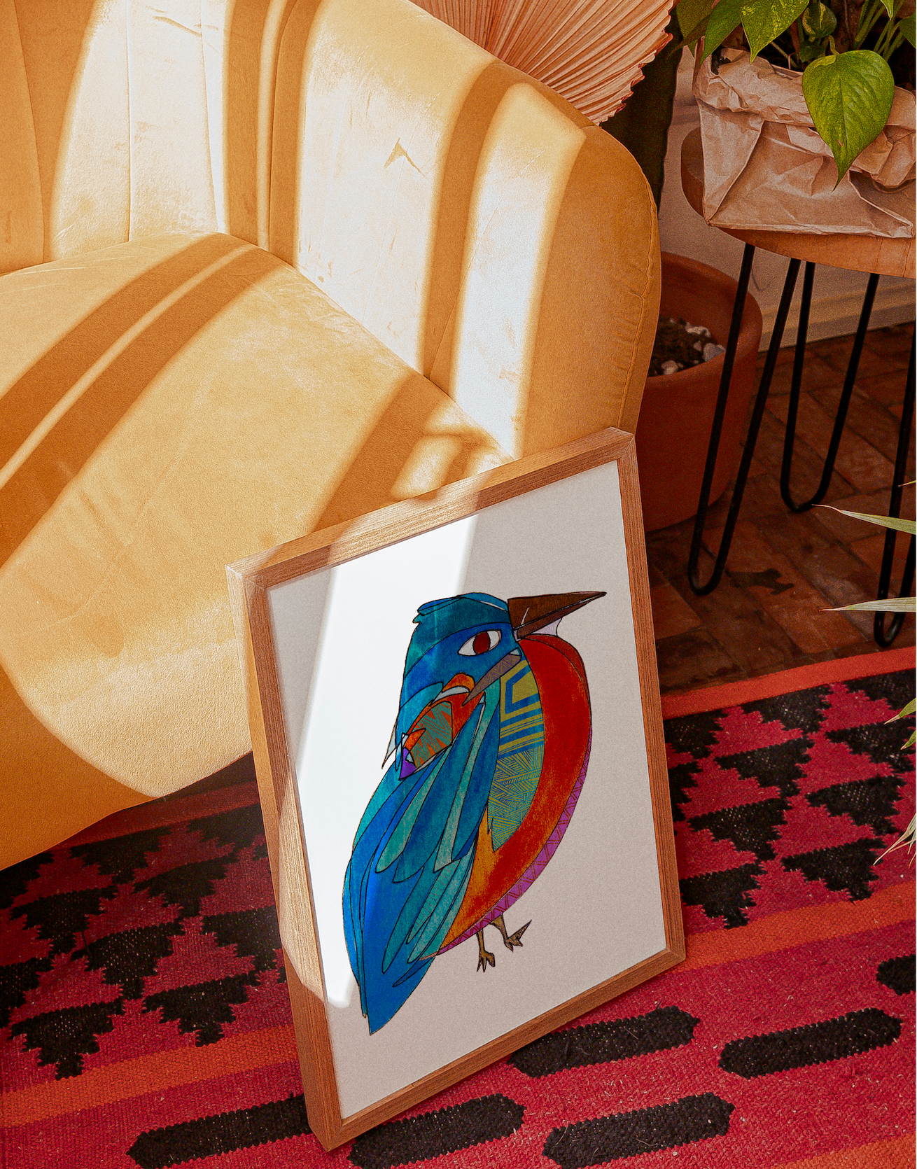Red, blues, watercolor print by Katherine Homes
