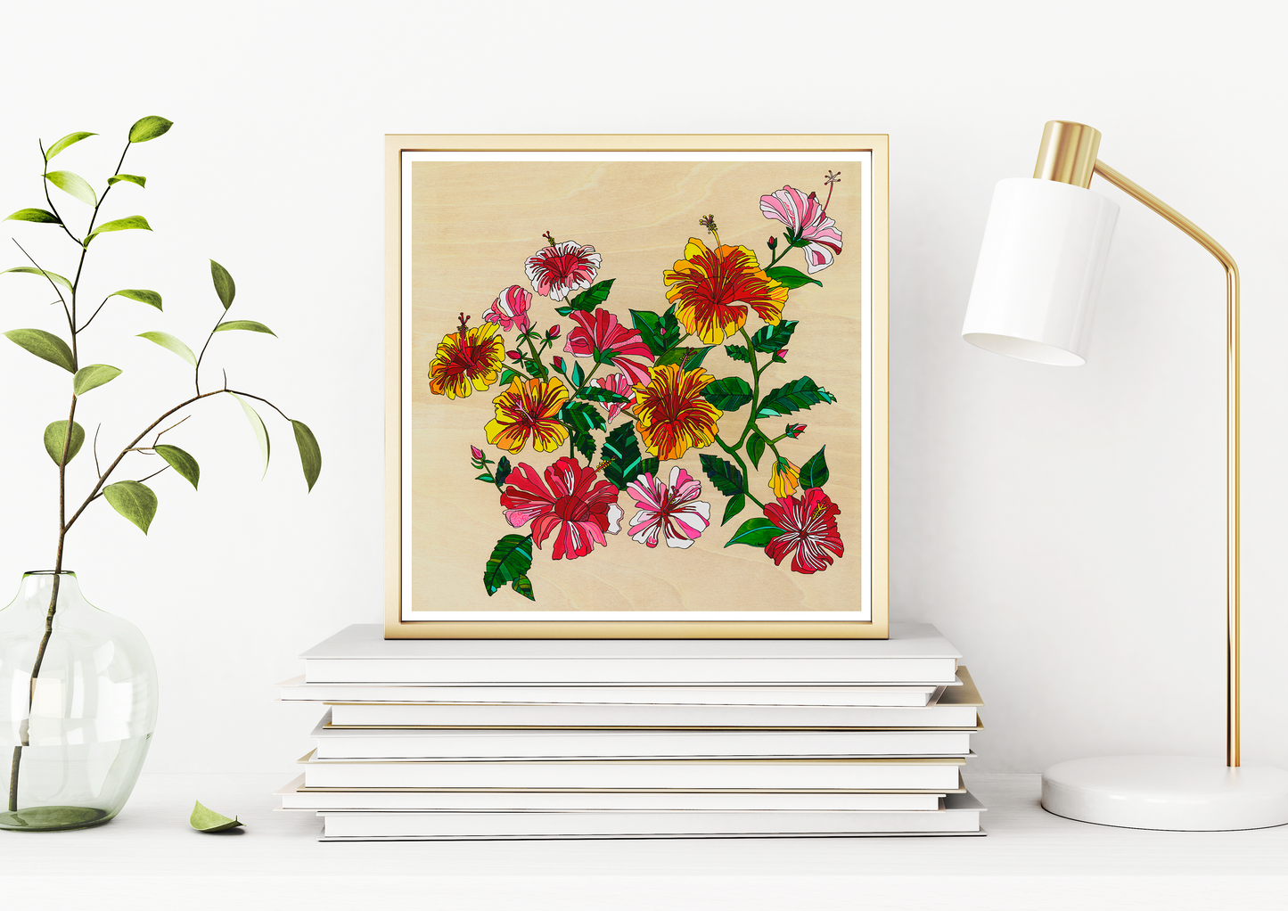 Hibiscus Painting Print Home Decor by artist Katherine Homes 