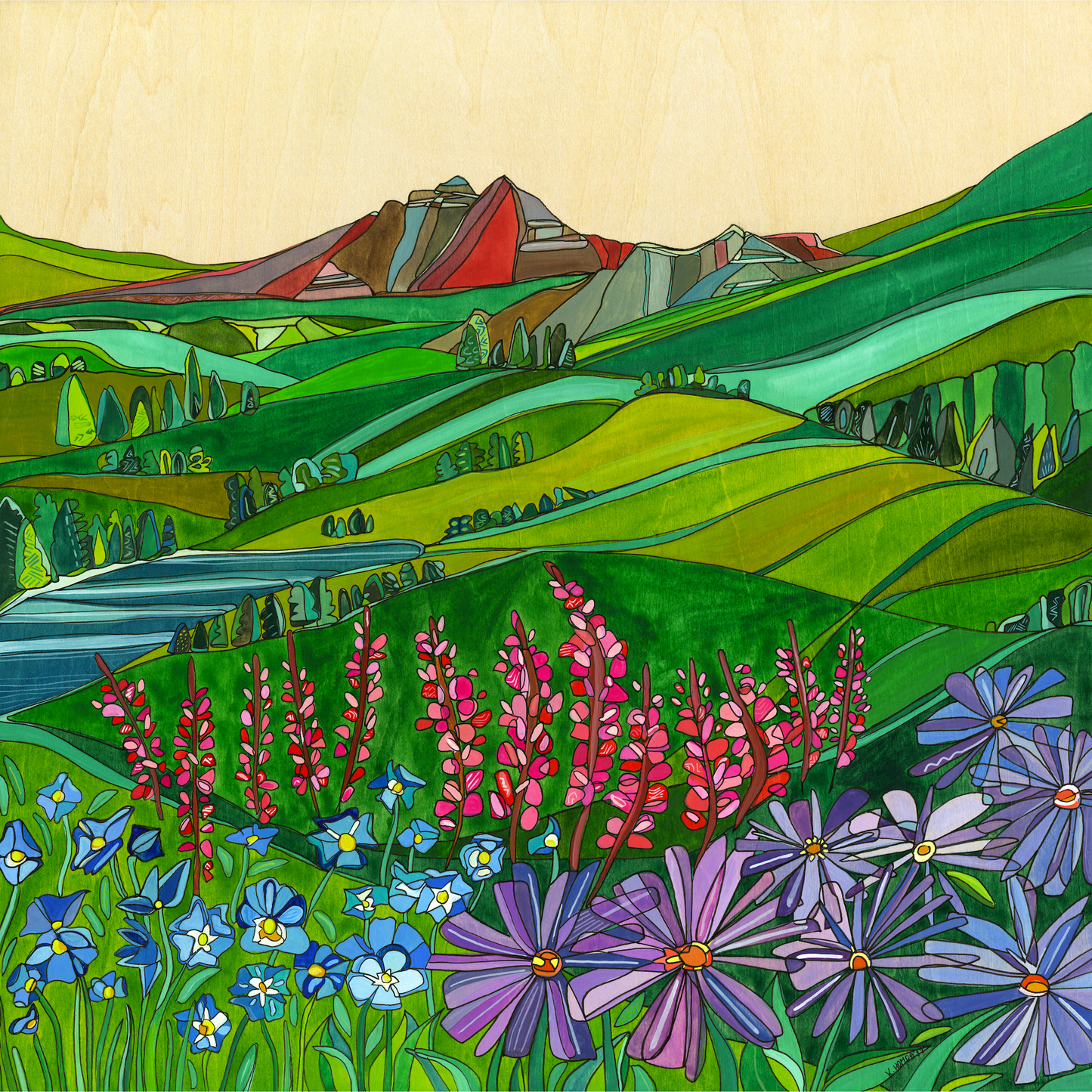 Katherine Homes, contemporary art, beauty, landscape, painting, fine art, giclee, reproduction, mountains, flowers