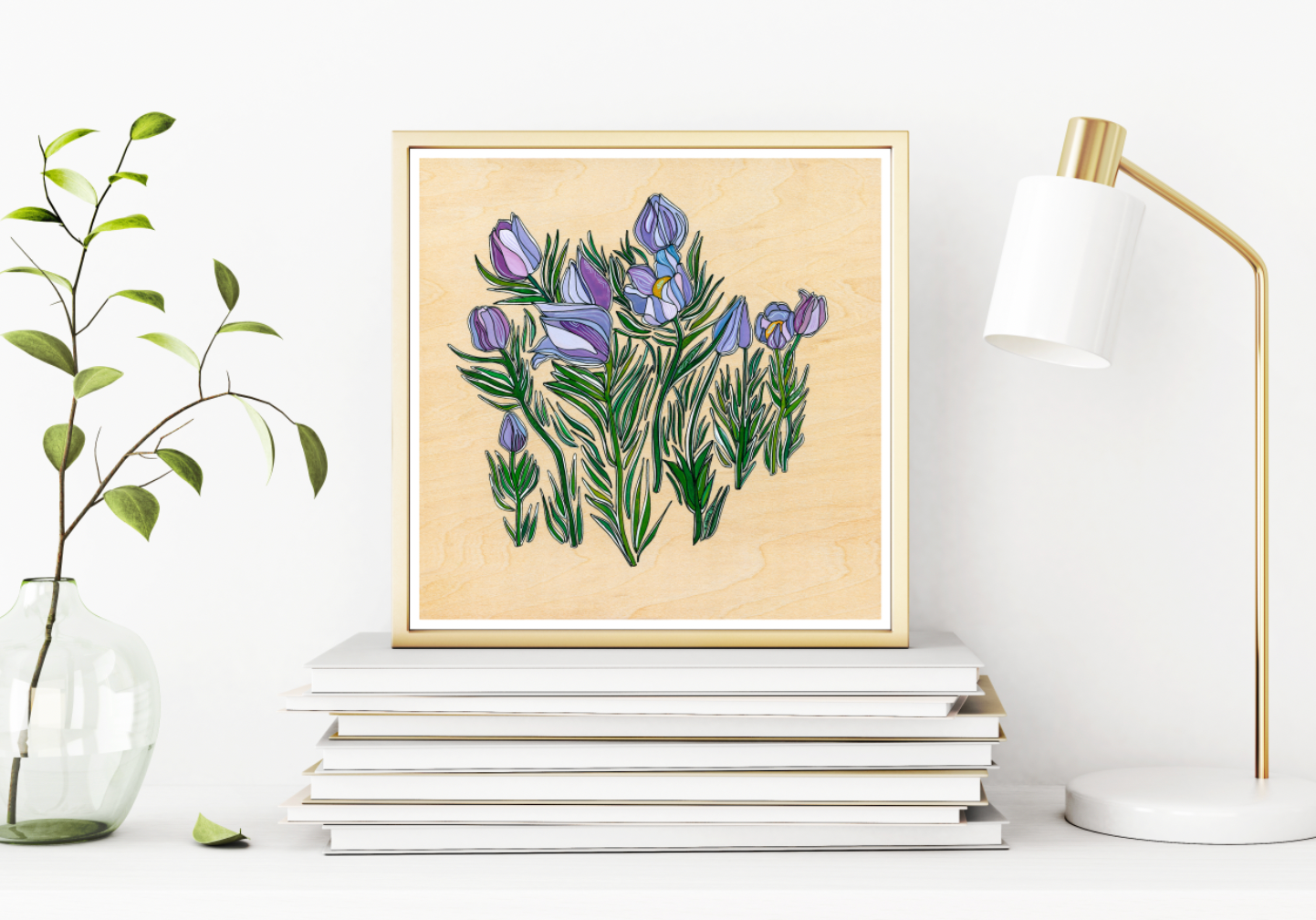 Katherine Homes pasque flower print, giclee, high quality reproduction, fine art print, flowers, beauty, color