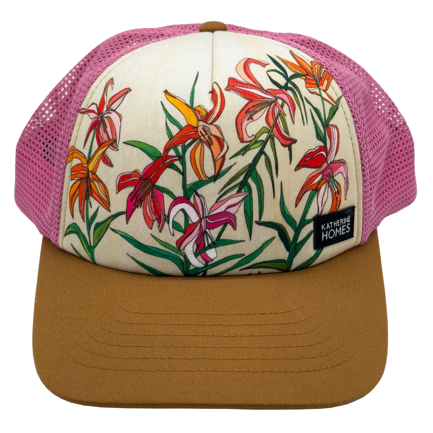 Threatened Lili Flowers Trucker Hat Baseball and Soft Recycled Mesh Hat by artist  Katherine Homes 