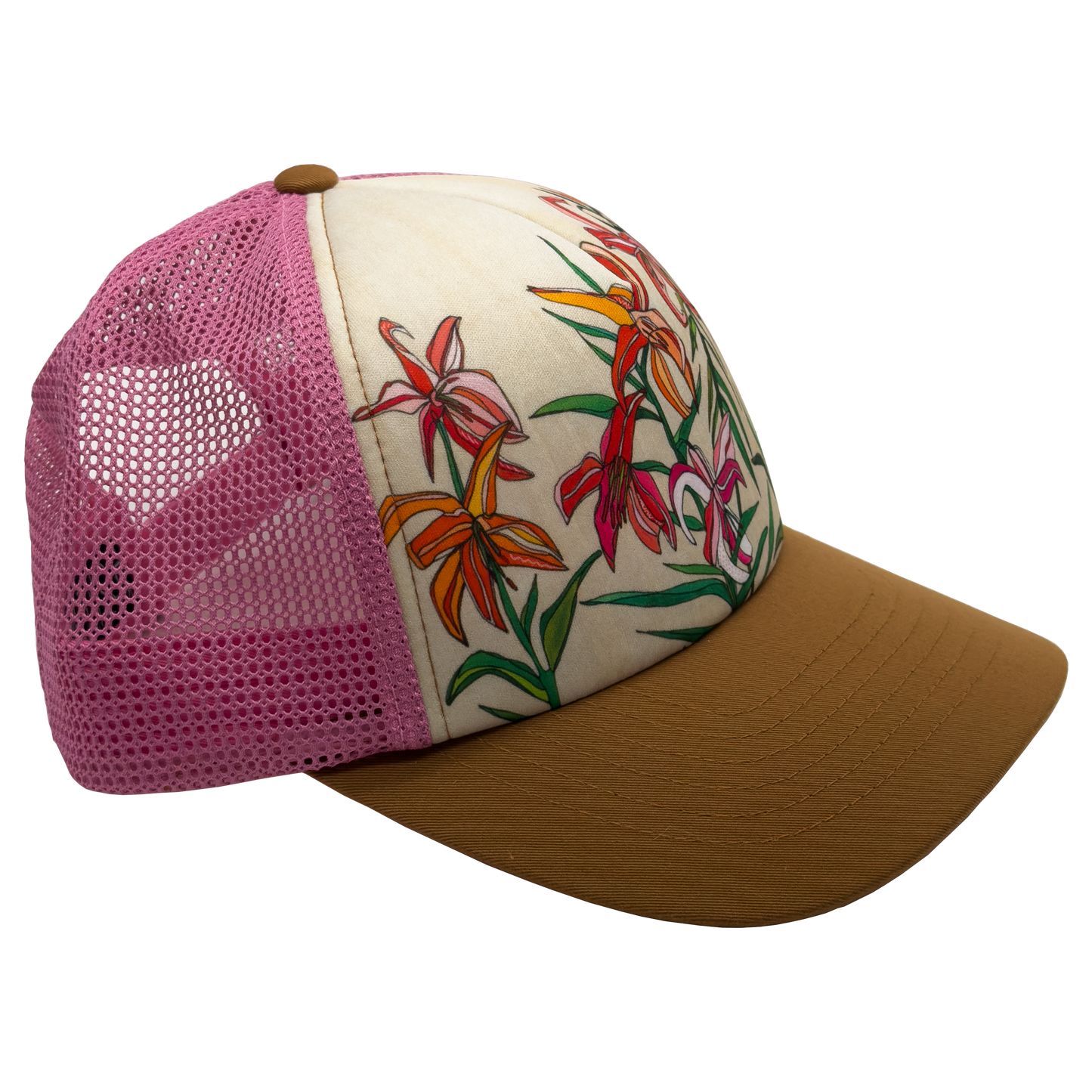 Threatened Lili Flowers Trucker Hat Baseball and Soft Recycled Mesh Hat by artist  Katherine Homes 