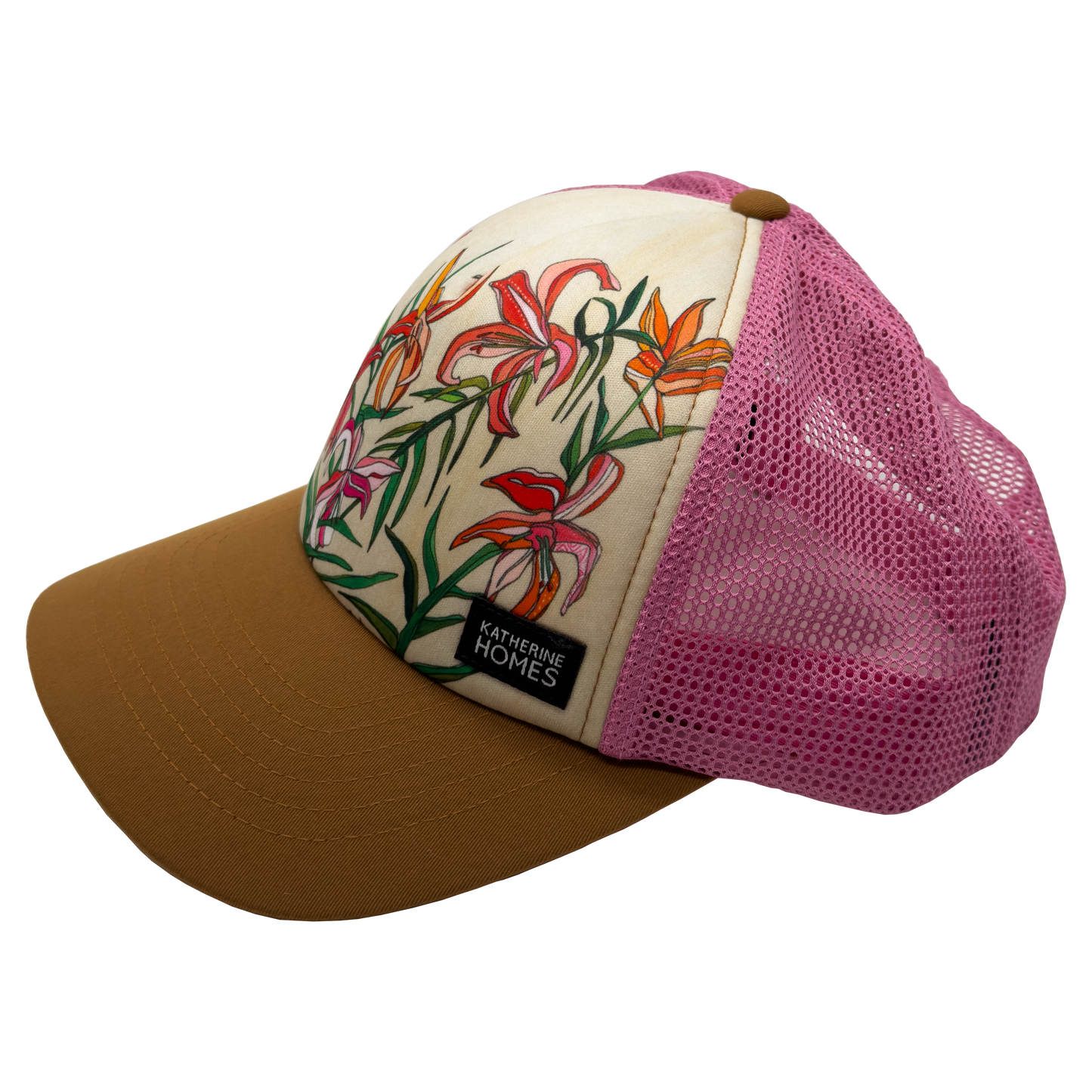 Threatened Lili Flowers Trucker Hat Baseball and Soft Recycled Mesh Hat by artist  Katherine Homes 