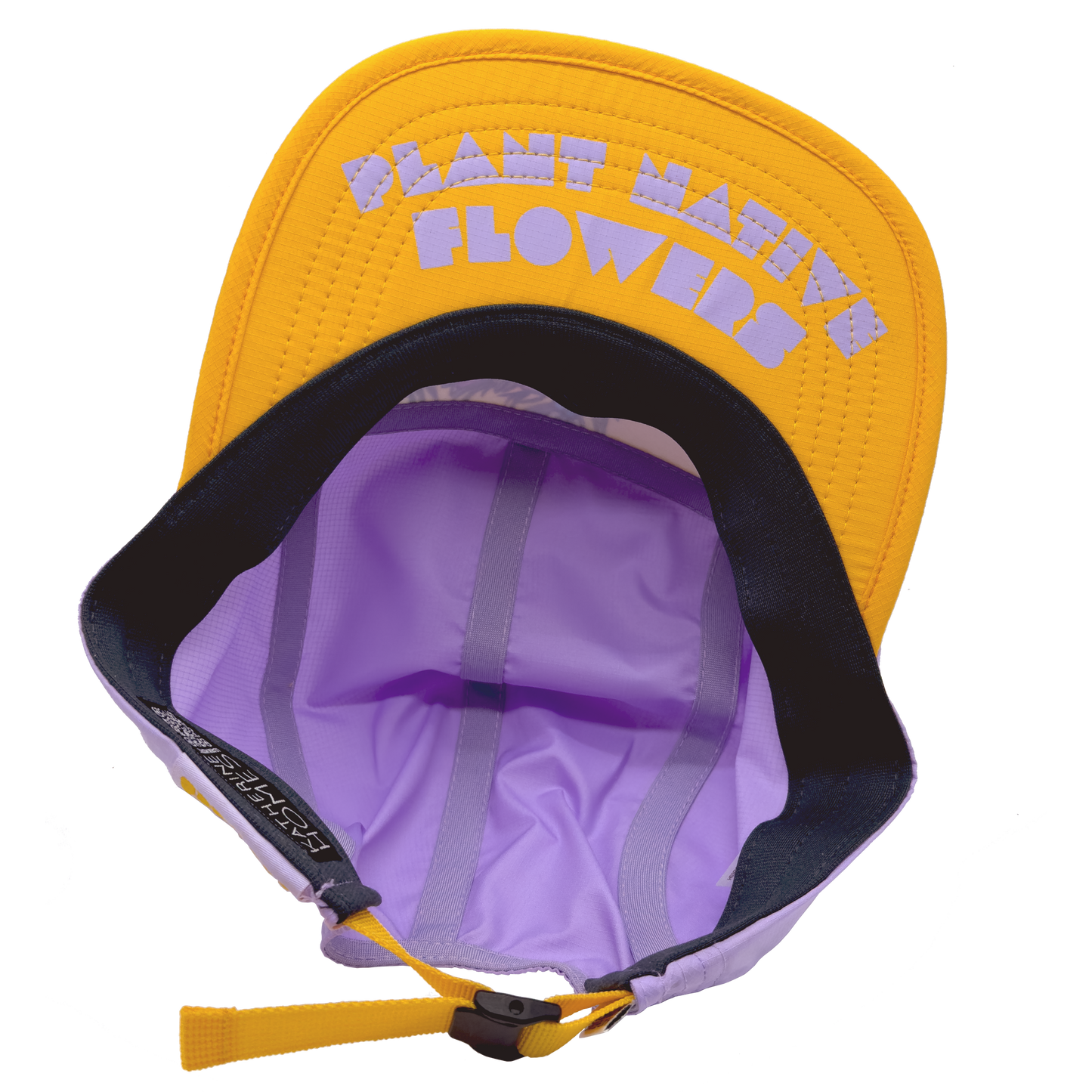 Inside Running Hat, Sun Protection, Pasque Flowers, Lilac, Purple, Yellow,  Baseball Cap adjustable strap by Katherine Homes