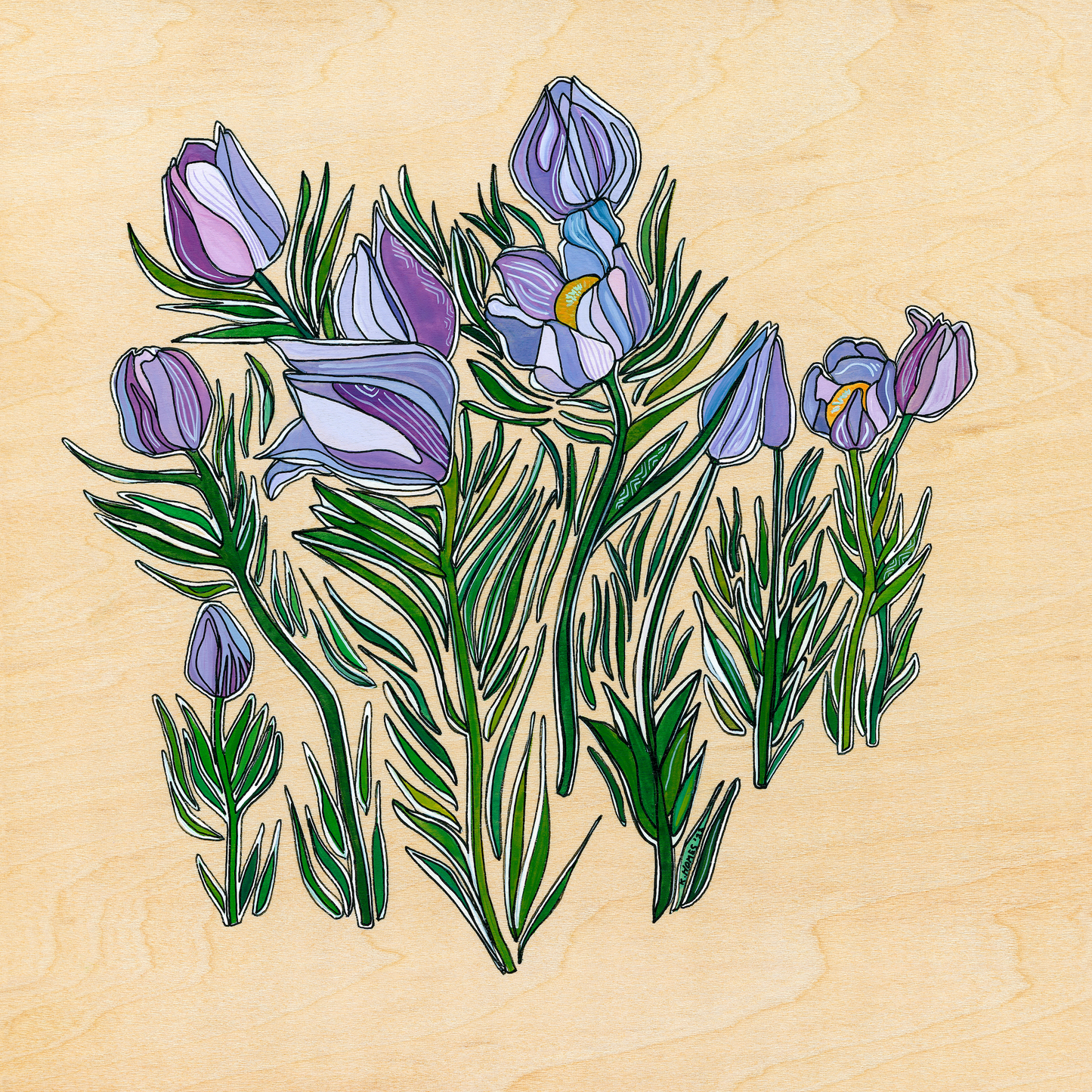 Pasque Flower Painting by katherine Homes 