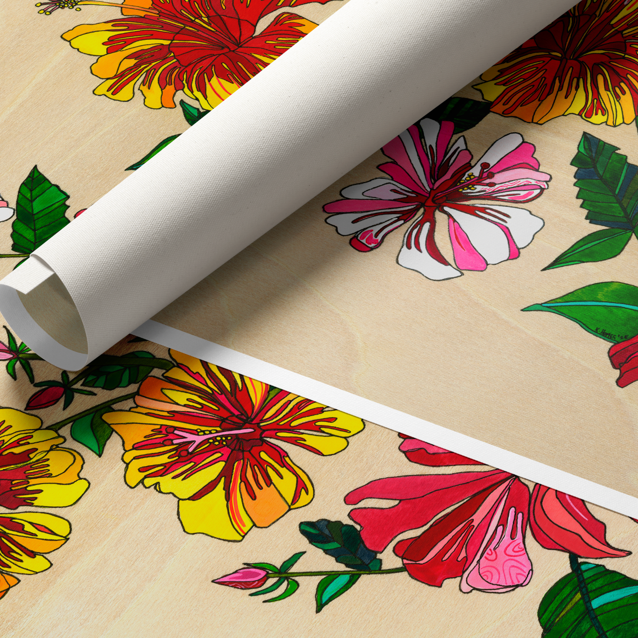 Hibiscus Painting Print Home Decor by artist Katherine Homes 