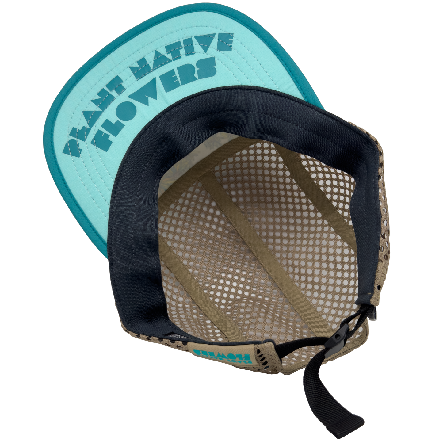 Katherine Home hat, wildflowers, plant native flowers inside brim, cap ball cap, breathable, mesh, lightweight, packable