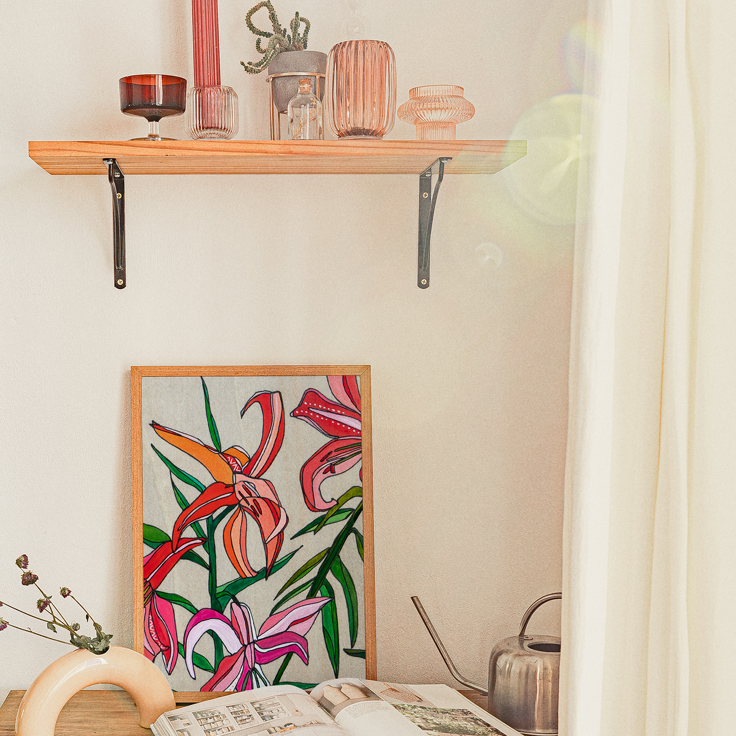 Wild Lilies Print Flowers Home Decor Painting by Katherine Homes 