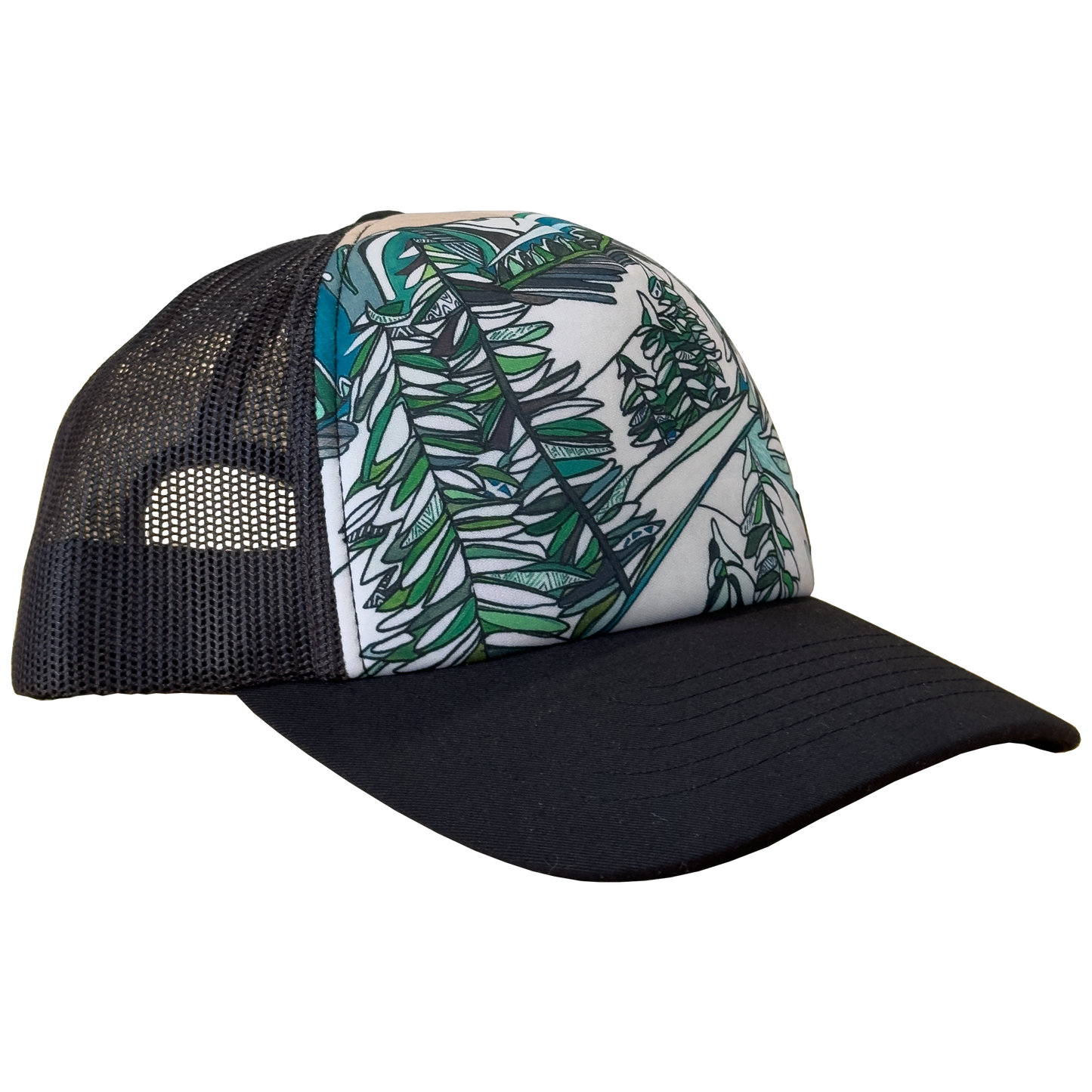 Winter Snowfall Trucker Hat | Recycled Fabrics | Black