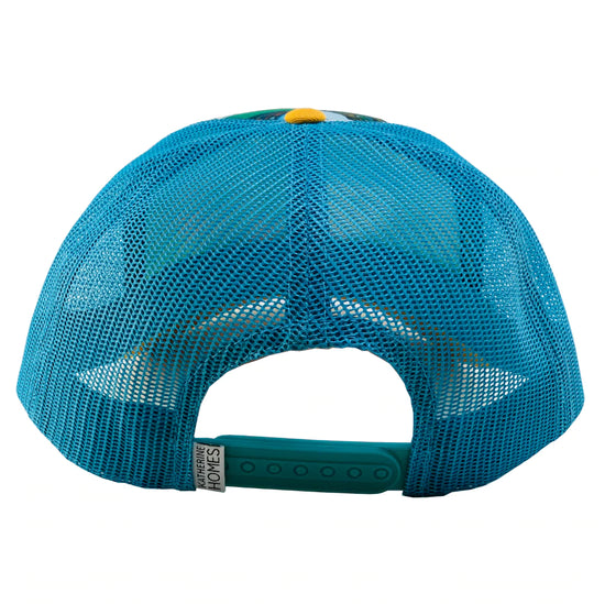 Mount Rainier Bloom | Trucker Hat | Aqua  | Camel Yellow