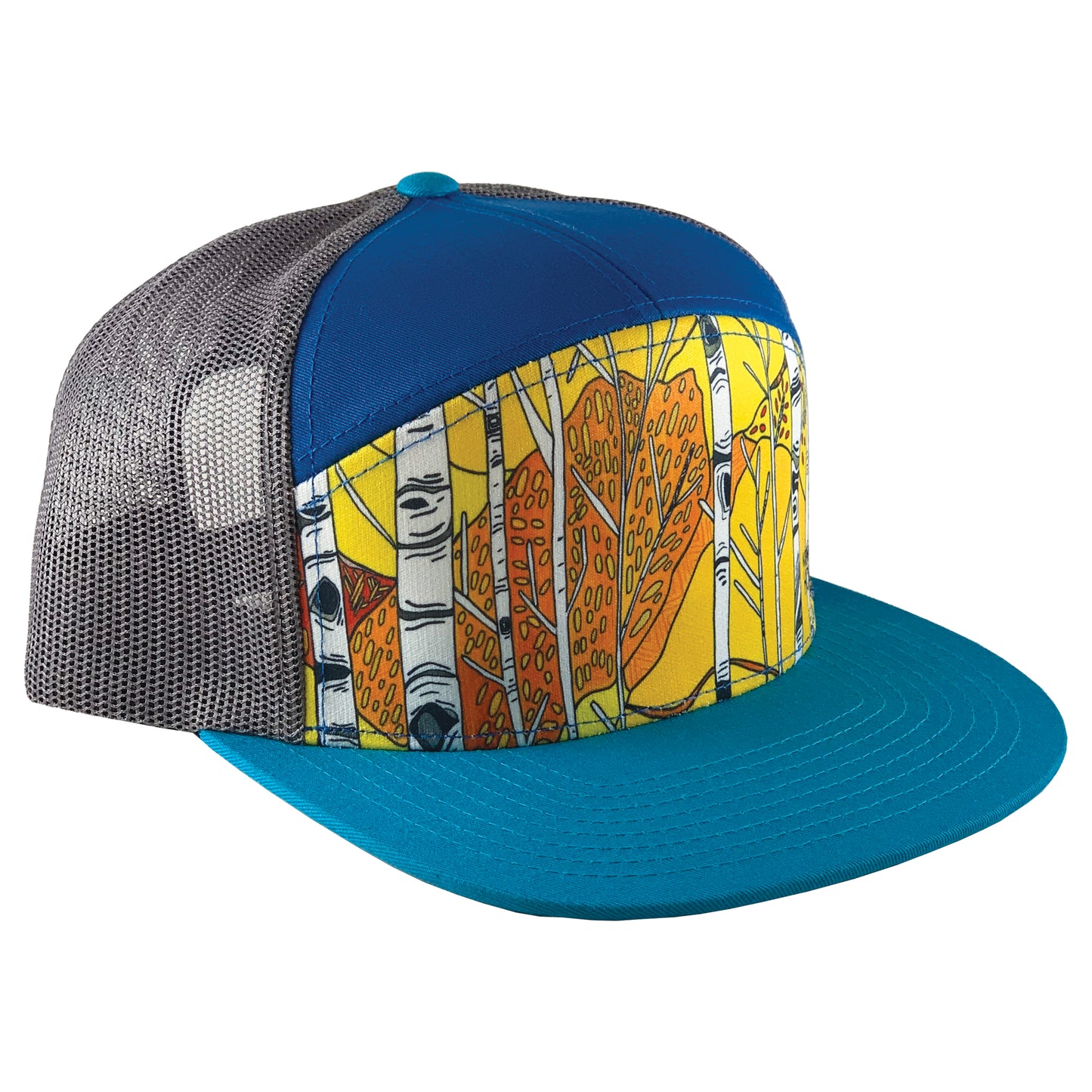 Katherine Homes blue, teal, turquoise, grey aspen trees hat, adjustable, snapback, unisex