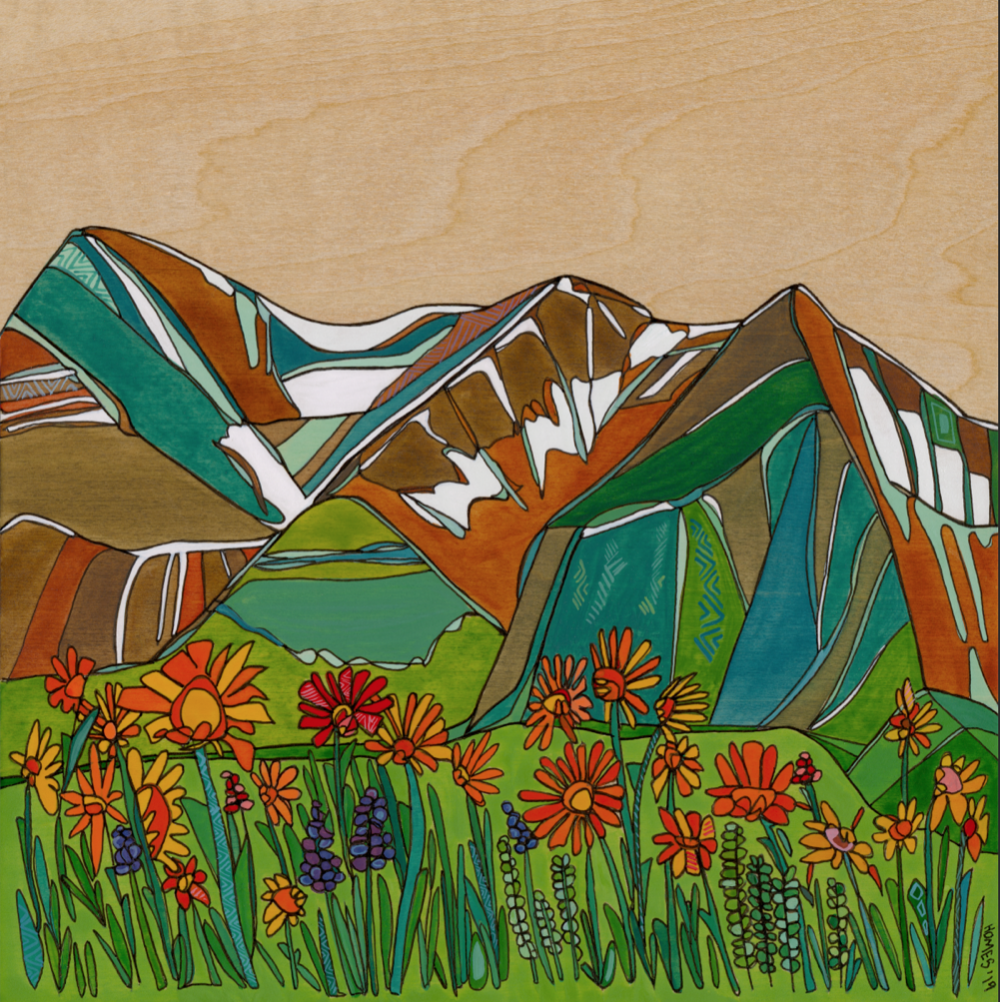 Colorado Daisies Print by Katherine Homes, flowers, landscape, wildflowers, watercolor