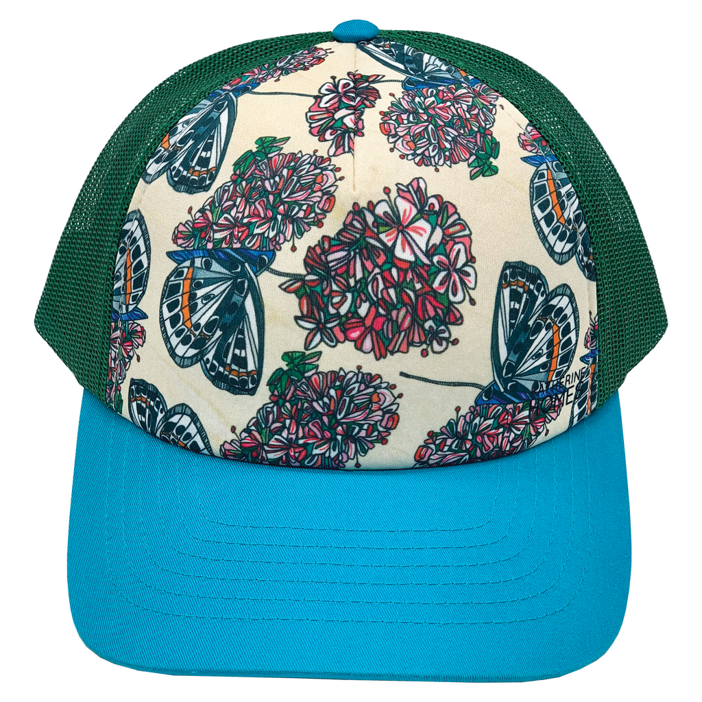 New Custom Designed Blue Distressed Baseball Cap w/ Lime Green Spotted Butterfly Blue Green Butterfly Snapback Hats for Men Baseball Cap  main image 2