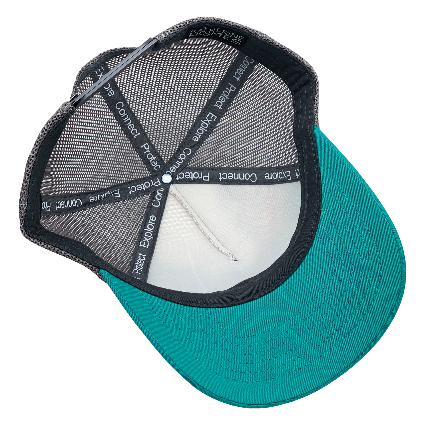 Hat interior, Eldorado canyon, connect, protect, explore, Katherine Homes, snapback, outdoor gear, unisex, men's clothing