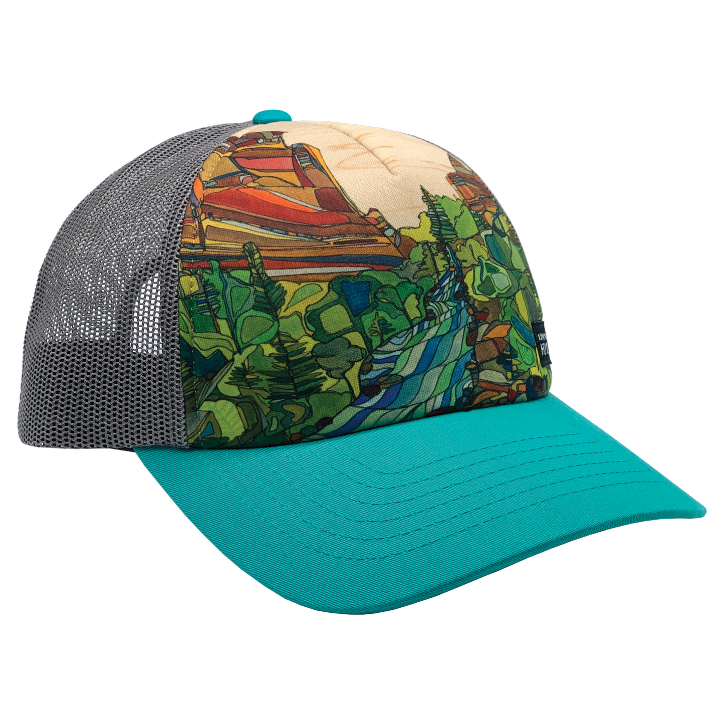 Eldorado Canyon by artist Katherine Homes, wearable art, baseball cap, artistic hat, Colorado artist