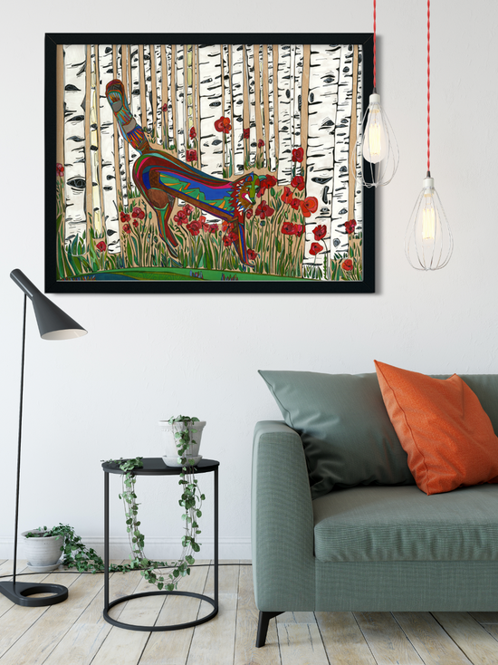 Red Fox and Poppies Print  | Two Sizes