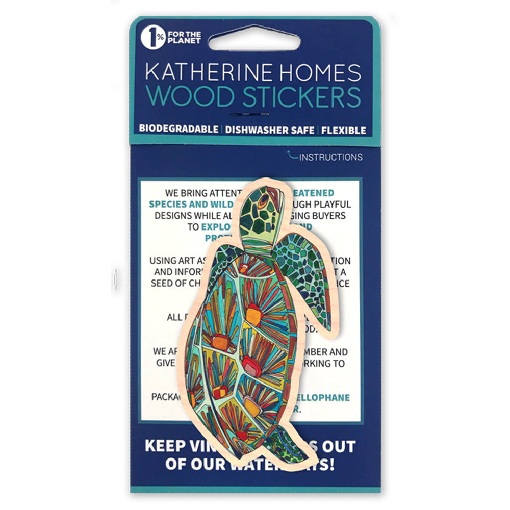 Katherine Homes Green Sea Turtle Wood Sticker 