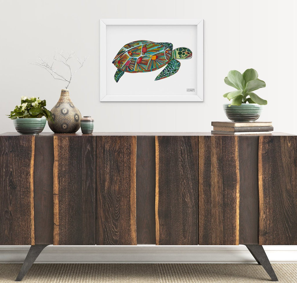 Katherine Homes Green Sea Turtle Print 
