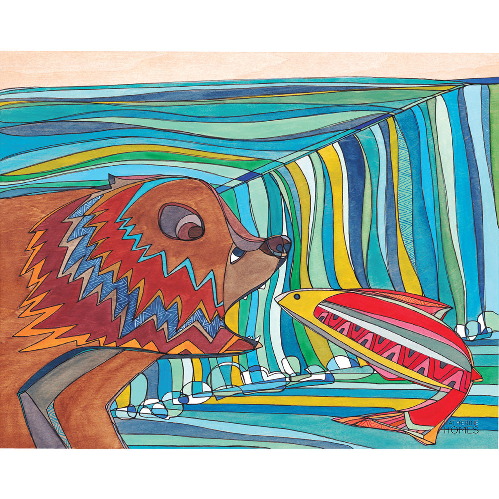 Katherine Homes Grizzly Bear and Salmon | Print 