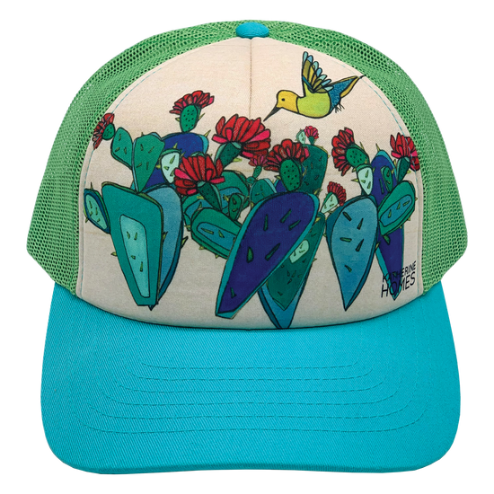 Cacti + Hummingbird | Trucker Hat  | Turquoise | Lime