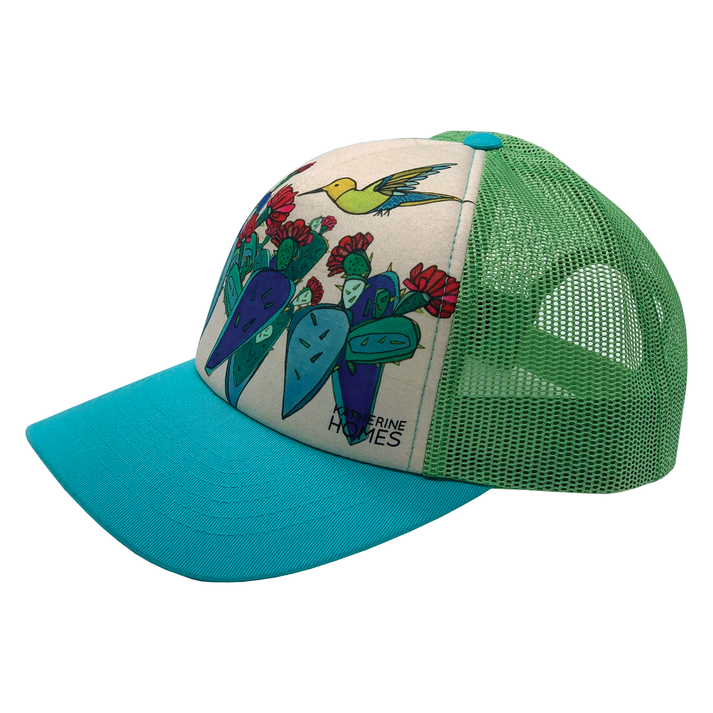 Cacti + Hummingbird | Trucker Hat  | Turquoise | Lime