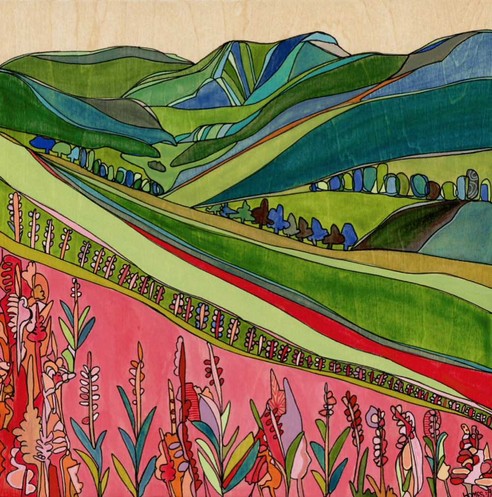 Crested Butte Wildflowers Print by Katherine Homes, landscape, mountains, flowers, colorful