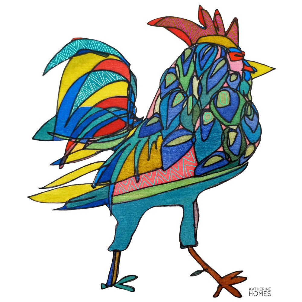 Katherine Homes Rooster, giclee, fine art reproduction, animals, chicken