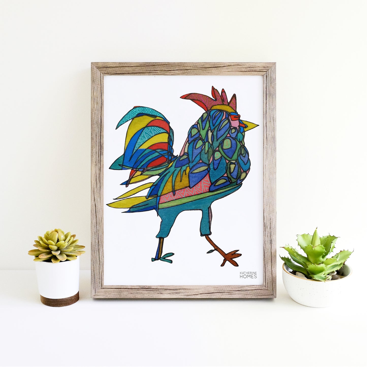 Katherine Homes Rooster Print, home decor, animals, animal art, chicken, chickens, farm animals
