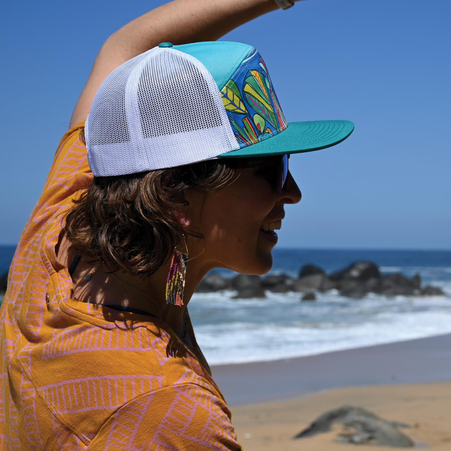 Coral Reef hat by Katherine Homes, baseball cap, structured shape, recycled mesh, unisex, outdoor gear, beachwear, sun protection