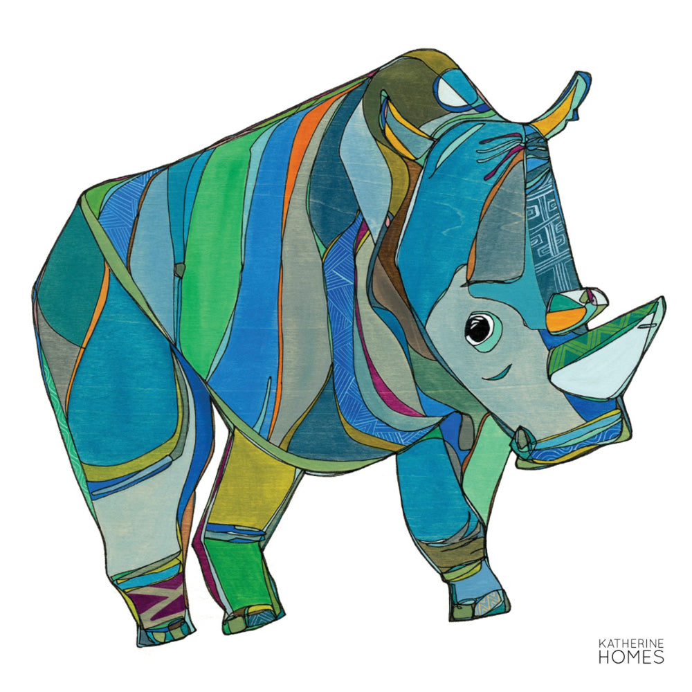 Katherine Homes Northern White Rhino, home decor, giclee, artwork, animals, wildlife, conservationist 