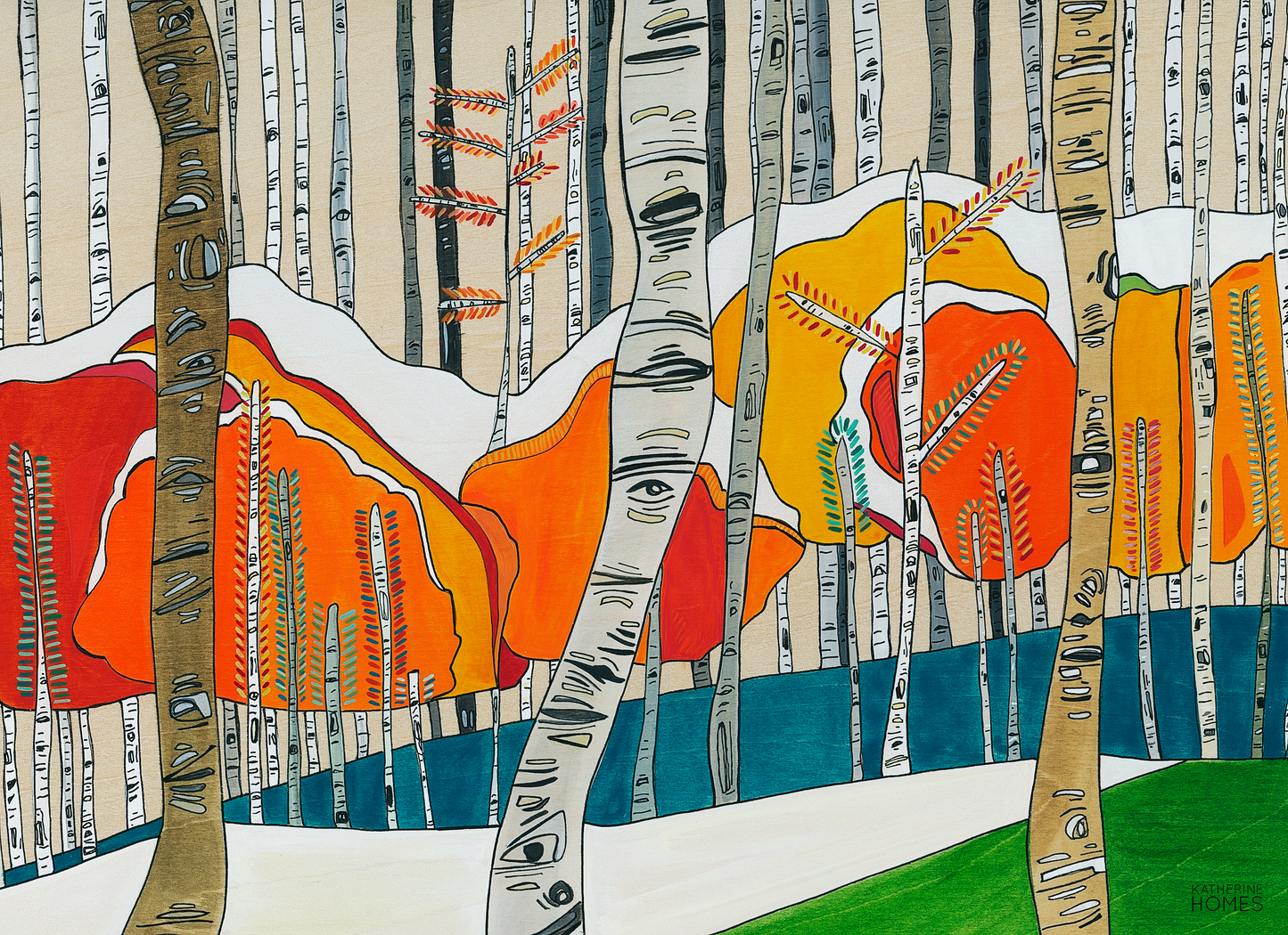 Snowy Aspen Trees by Katherine Homes, autumn, winter, snow,  forest, landscape, fine art