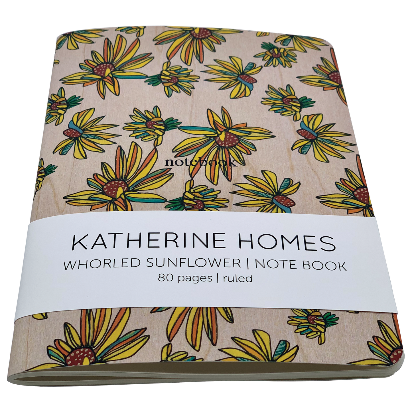 Katherine Homes Whorled Sunflower notebook, ruled, eco-friendly, nontoxic, paperback