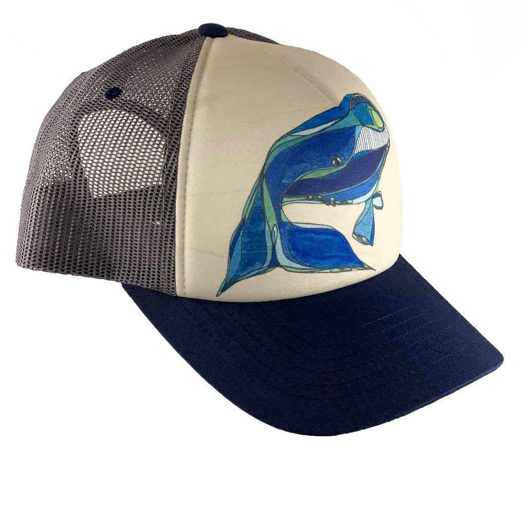 Katherine Homes North Atlantic Right Whale Trucker Hat | Navy and Grey 
