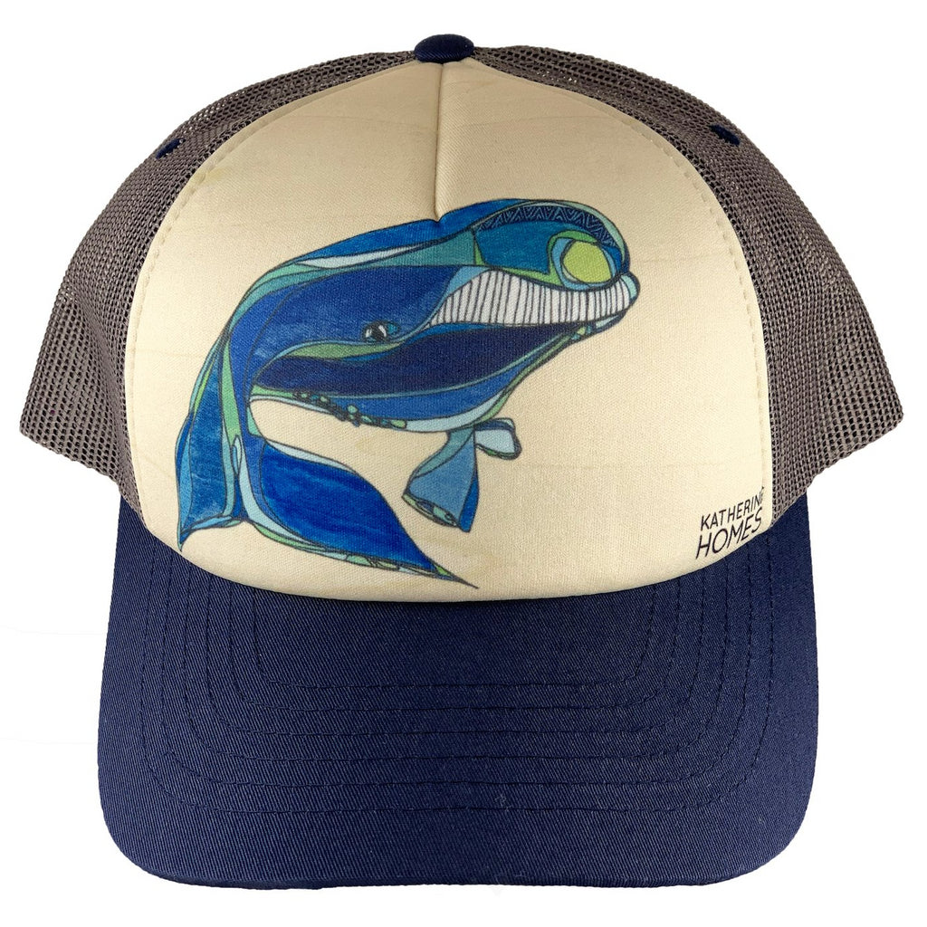 Katherine Homes North Atlantic Right Whale Trucker Hat | Navy and Grey 